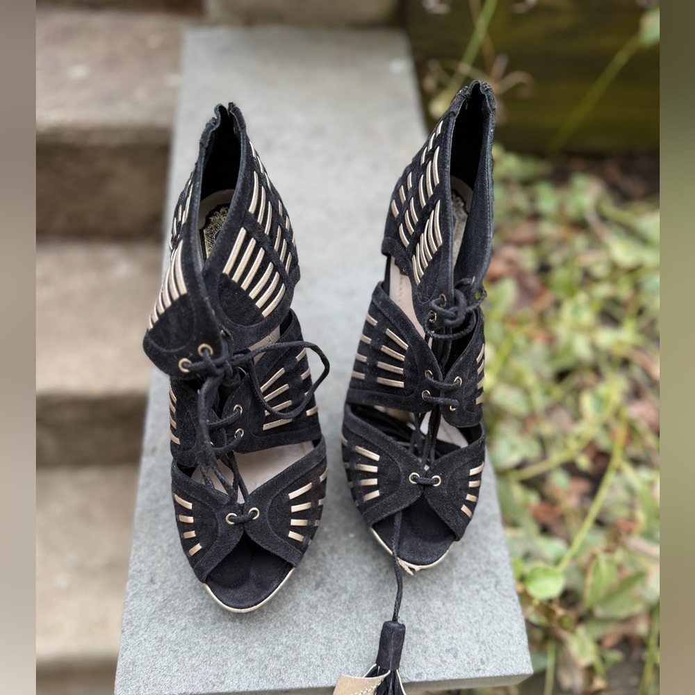 Stunning authentic suede black strappy Christian Dior stiletto shoes EUC - Picture 4 of 10